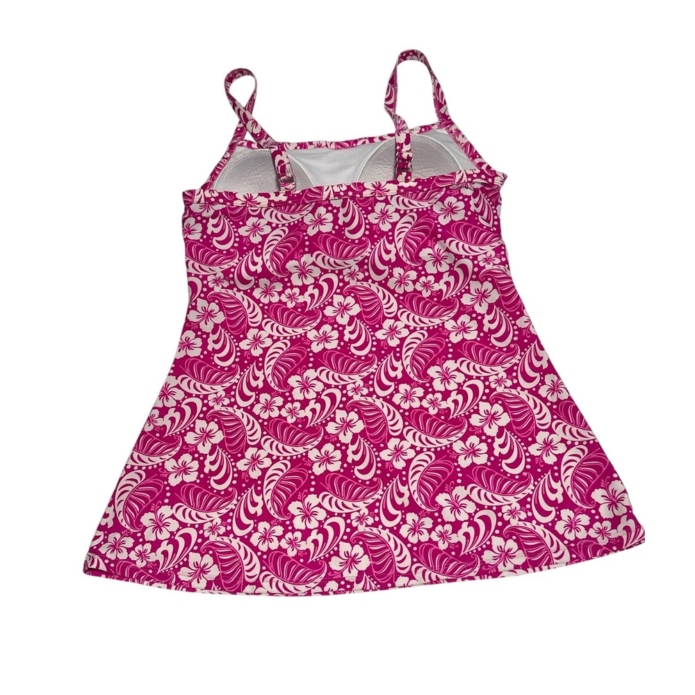Pink Floral Tropical Tankini Swim Top Adjustable Straps Size 12 RN 73853 - Picture 2 of 4